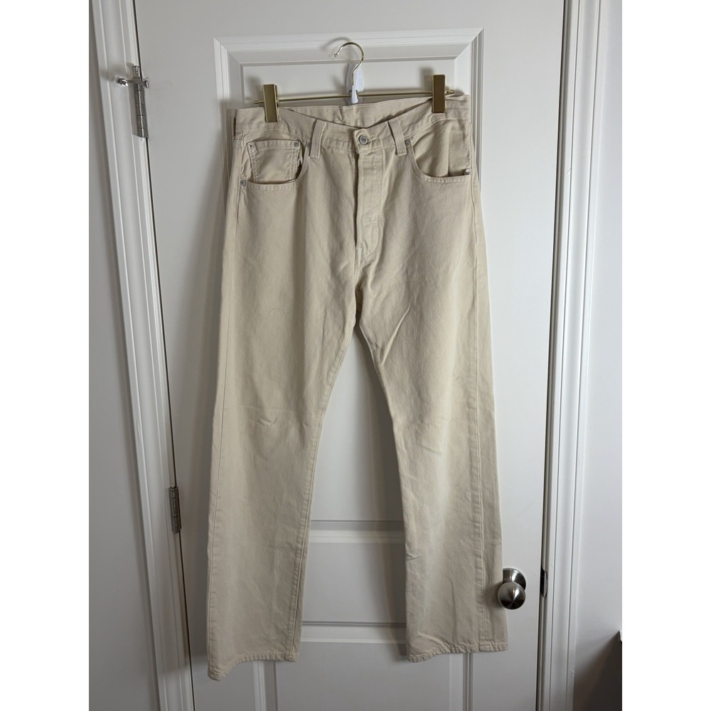 Levi's 501 White Denim Jeans Straight Fit Mens Size 32 X 32